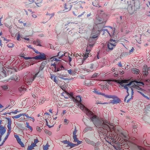 New Indian Block Print Fabric In Pink Colors Girls Summer Dresses Fabric , Cotton Fabric , Crafting Fabric , Sewing Fabric ,Quilting Fabric