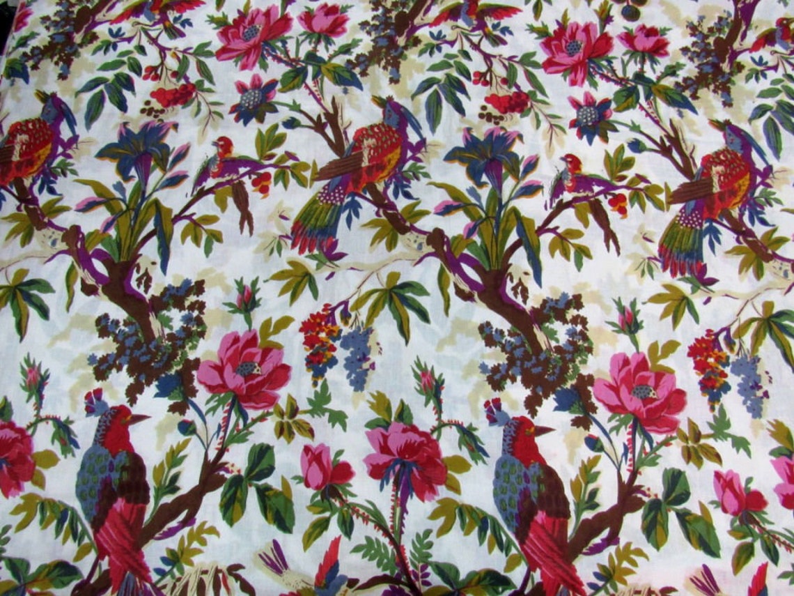 Bird Print Fabric 2 Yard printed cotton fabric Indian Etsy