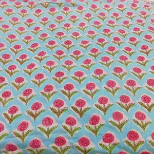 Hand Printed Fabric Cotton Soft Voile Fabric Hand Block Sanganeri Print Fabric Dress Making Running Fabric , Sewing , Fabric By The Yard !