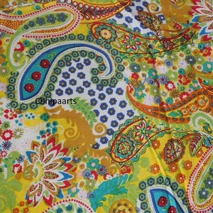 New Hand Block Printed Dress Making Voile Soft Fabric Paisley Cotton Running Natural Garment Making Fabric Vegetable Color Sanganeri Fabric