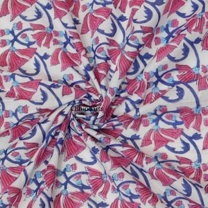 Te koop Indiase blok bedrukte katoenen voile, Boho stof, mooie handblok bedrukte stof, katoenen stof, Indiase stof, stof op maat gesneden!