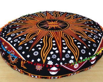 35" Mandala Floor Pillow Cover: Bohemian Meditation Cushion