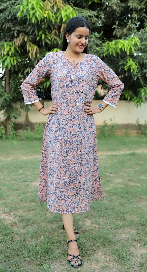 chinese dress ladies R.Vivimos Womens Summer Cotton Short Sleeve V Neck Floral Print Casual  Bohemian Midi Dresses (Small, Aqua Blue) at Amazon Women's Clothing store main image 1