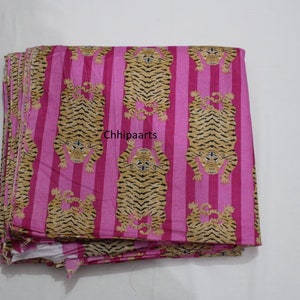 Tiger Printed Natural Running Fabric Cotton Soft Vegetable Color Block Print Sanganeri Fabric Cloth Material Fabric Sale A Lot Of Fabrics.