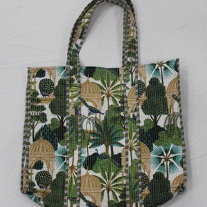 Neue gesteppte Baumwolle handbedruckt reversibel große Pfau Print Einkaufstasche Umweltfreundliche nachhaltige robuste Einkaufstasche handgemachte Boho-Tasche