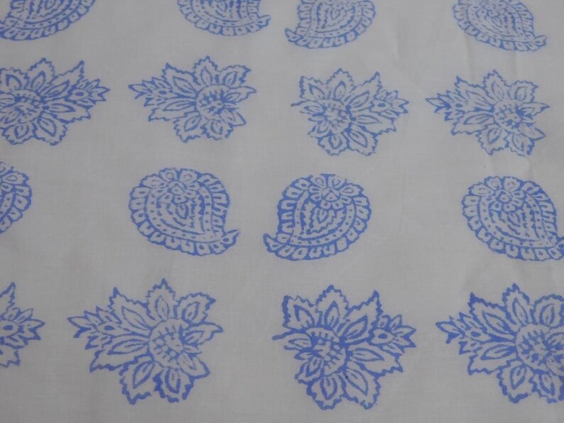 2 Yard 100/% Pure Indian Paisley Handmade Block Cotton Fabric Garment Fabric Sanganeri Hand Block Print Fabric ! Cloth Material Fabric