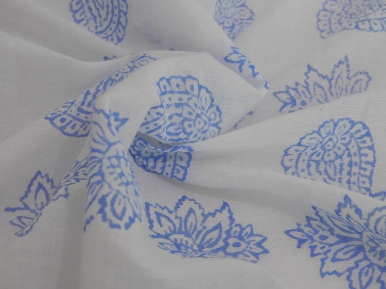 2 Yard 100/% Pure Indian Paisley Handmade Block Cotton Fabric Garment Fabric Sanganeri Hand Block Print Fabric ! Cloth Material Fabric