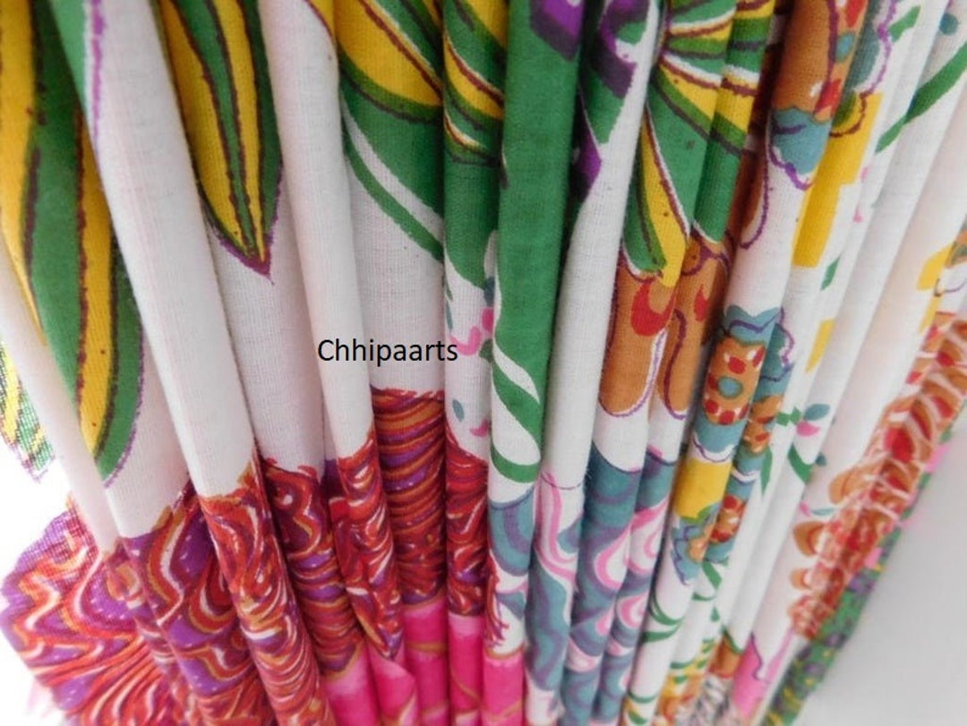 ON SALE Indian Block Print Fabric Cotton Fabric in Tropical Print,boho