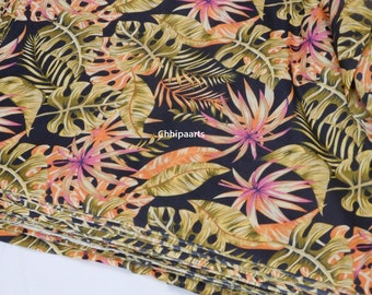 New Floral Printed Natural Running Vegetable Balck Color Dress Making Voile Cotton Sanganeri Hand Block Printed Soft Fabric By Yard !