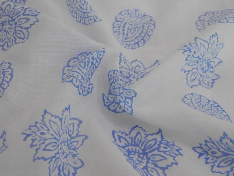 2 Yard 100/% Pure Indian Paisley Handmade Block Cotton Fabric Garment Fabric Sanganeri Hand Block Print Fabric ! Cloth Material Fabric