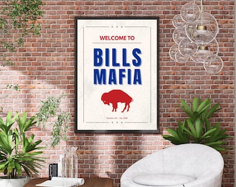 Welcome to Bills Mafia Wall Art – Buffalo Football Printable, 18x24 Vintage Poster, NFL Fan Decor, Buffalo NY Sports Download