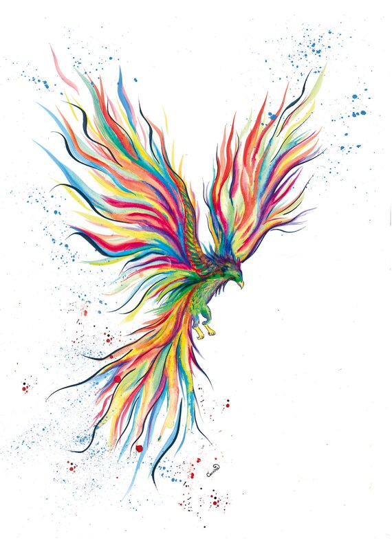 Personalised Phoenix Art Print Rainbow Design Etsy Personalised Phoenix Art Print Rainbow Design Etsy