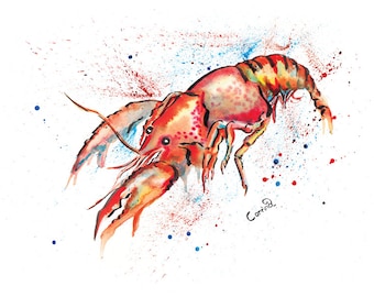 personalised crawfish lobster art print