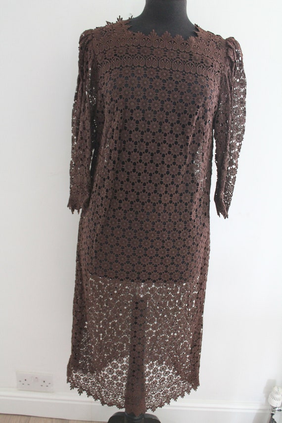 True Vintage 1930's Brown Daisy Flowers & Hearts L
