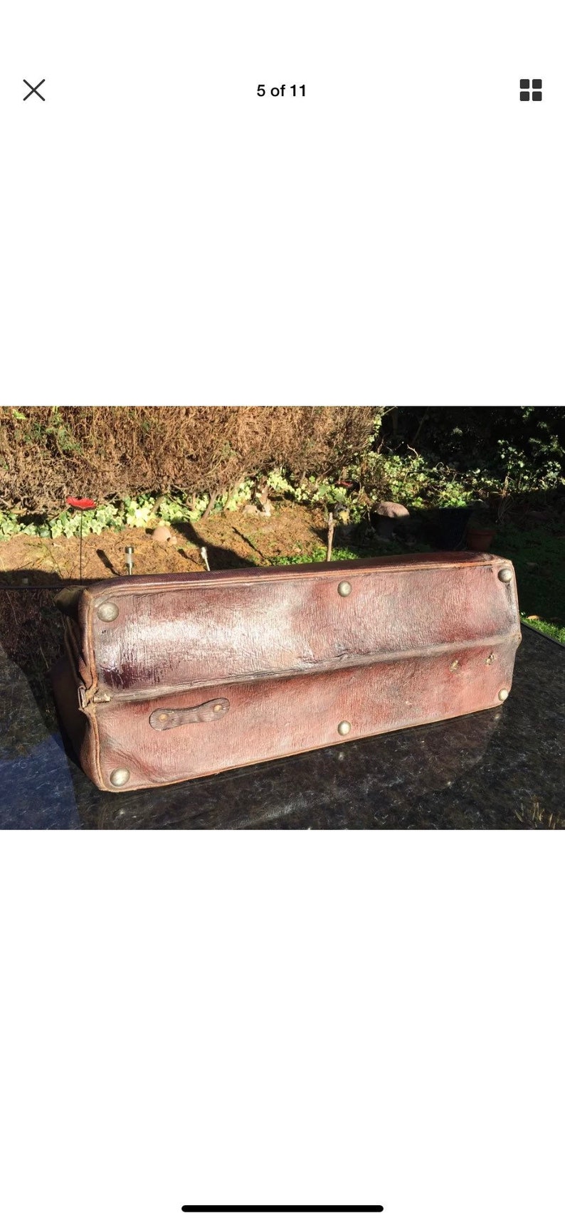 Antique 1920s Large Real Leather Gladstone Travel Case Belonged to 1st Viscount of Ullswater