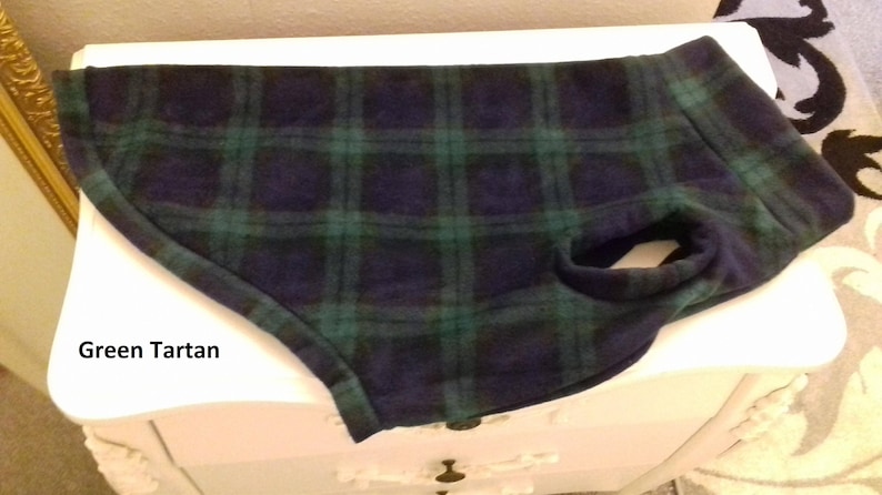 Warm Dog Fleece Jumper Clothes Coat Vest various sizes XXS XS S M L XL Dachshund, Tartan Green TARTAN