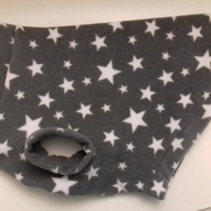 Warm Dog Fleece Jumper Clothes Coat Vest various sizes XXS XS S M L XL Dachshund, Tartan Grey with STARS