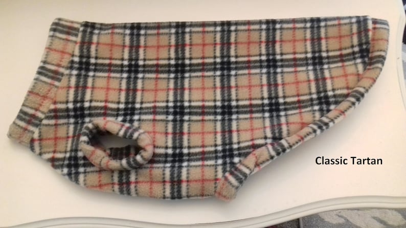 Warm Dog Fleece Jumper Clothes Coat Vest various sizes XXS XS S M L XL Dachshund, Tartan Classic TARTAN