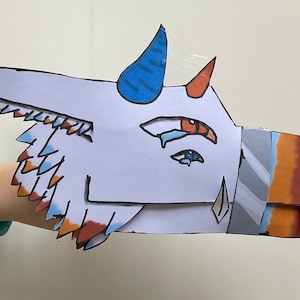 Marioneta de mano de dragón de papel - Cadena de estrellas - Patrón - Descarga digital