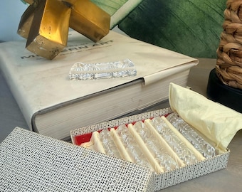 Vintage Crystal Knife Rests in Original Box (Set of 6)