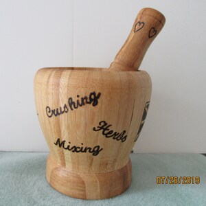 Bamboo Mortar and Pestle with Newfoundland Theme Pyrography image 4