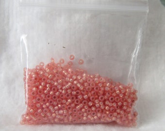8grams 11/0 Silver-Lined Peach Glass Seed Beads