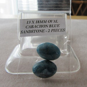 Cabachon ovale en grès bleu 13 x 18 mm – 2 pièces