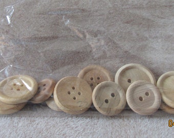 Mixed Lot of 14 Round Unfinished Wood Buttons