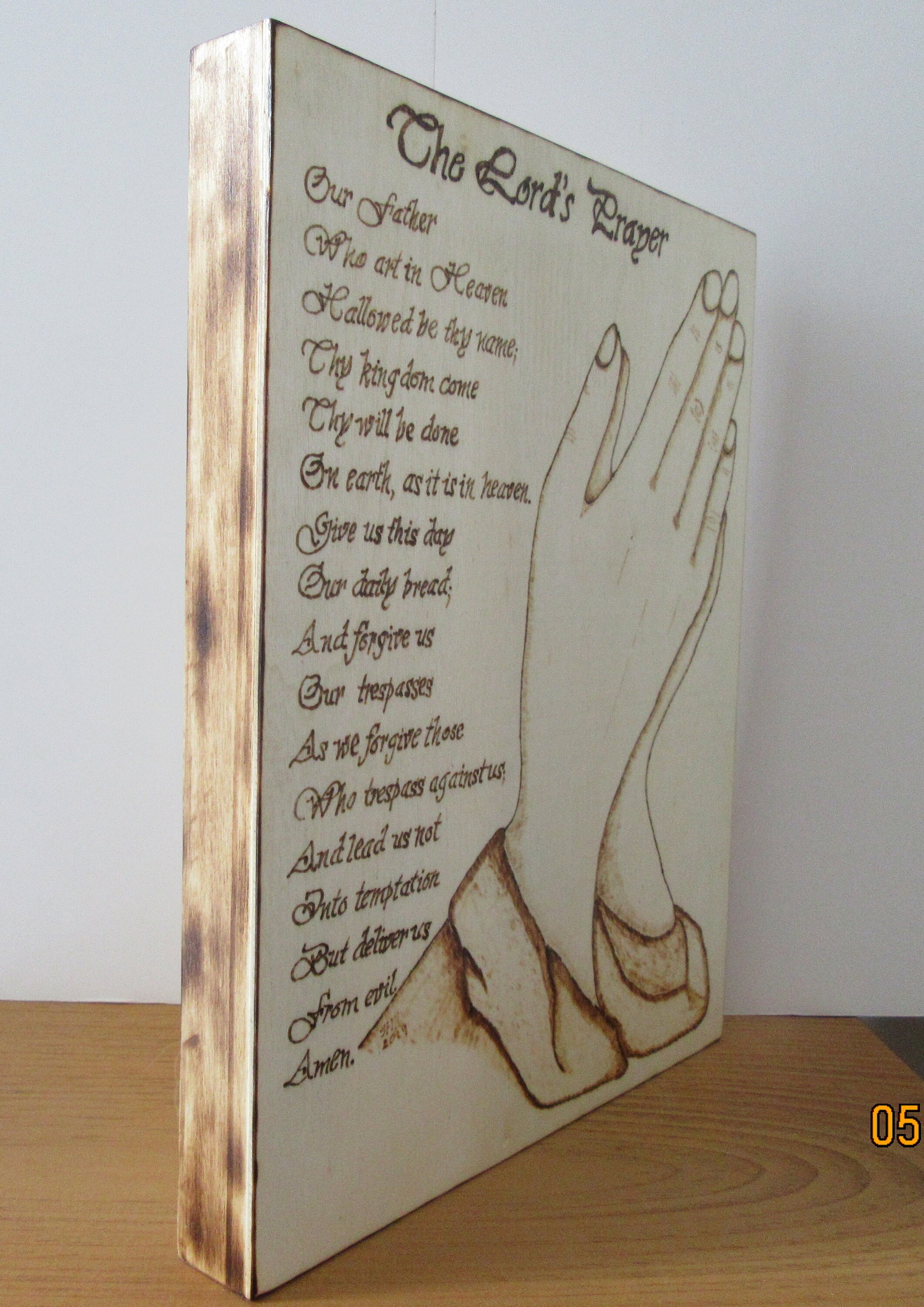 Pyrography Praying Hands – the Lord’s Prayer – Hand Burnt Wood Panel - Etsy