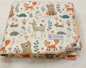 Woodland buddies baby blanket receiving blanket double layered flannel deer, fox, bear baby blanket