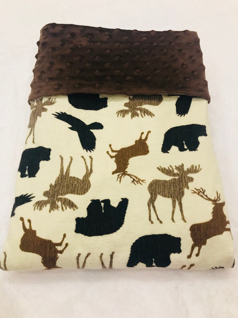 woodland Babytoddler blanket elk moose birds and deerBrownwoodland creatures
