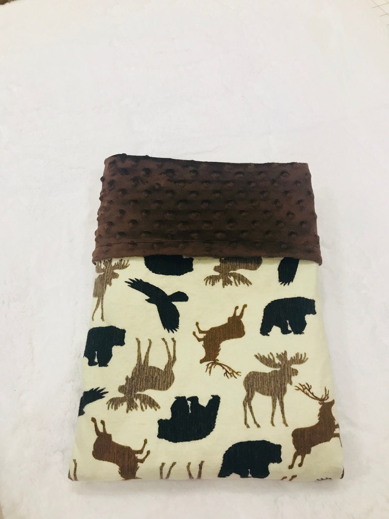 woodland Babytoddler blanket elk moose birds and deerBrownwoodland creatures