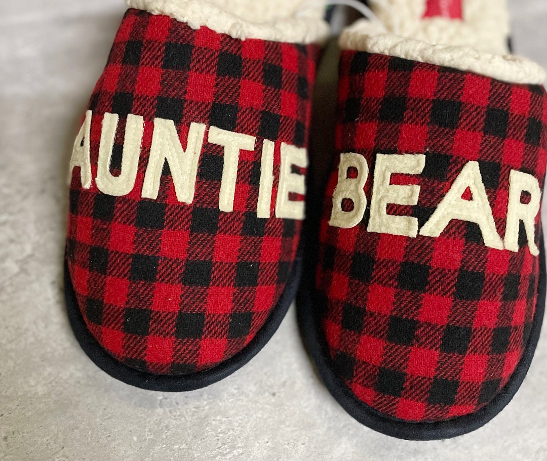 Matching Family Christmas Slippers, AUNTIE Bear Fur Lined Slipper