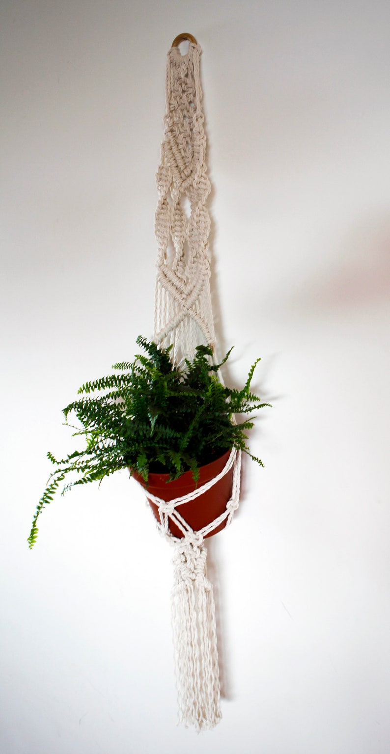 Boho decor macrame plant hanger from natural cotton