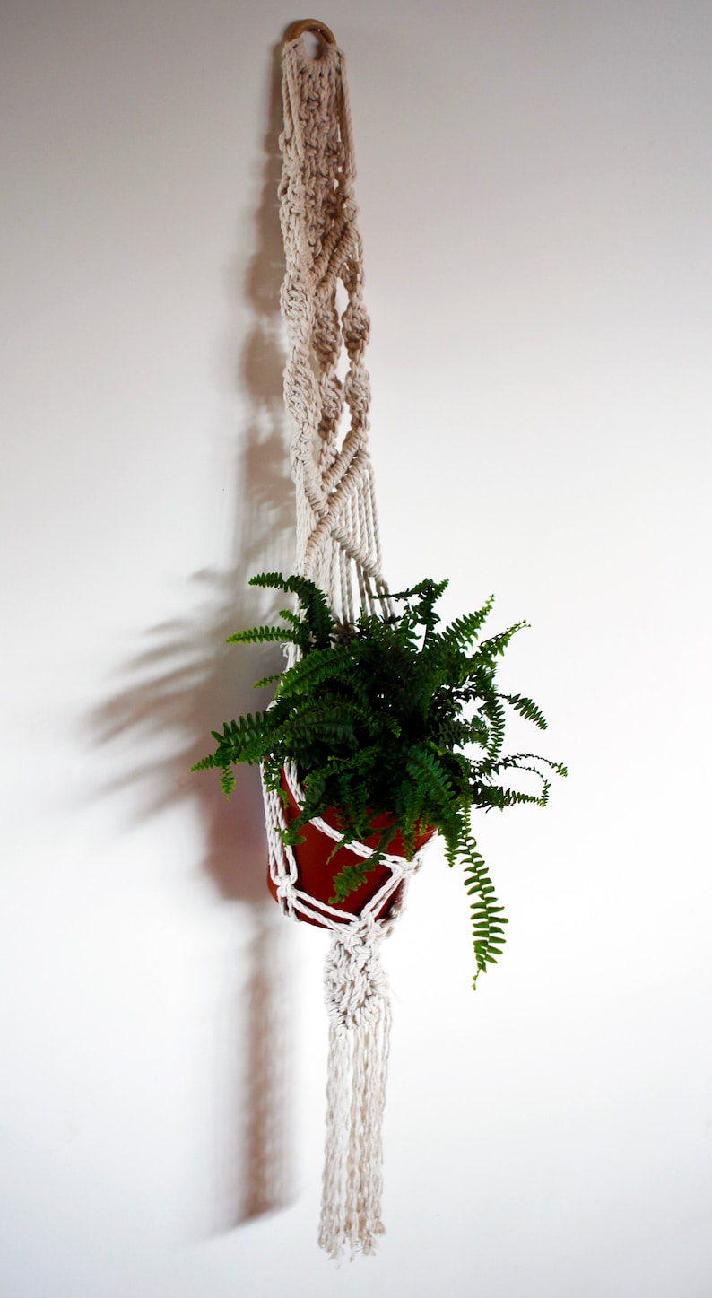 Boho decor macrame plant hanger from natural cotton
