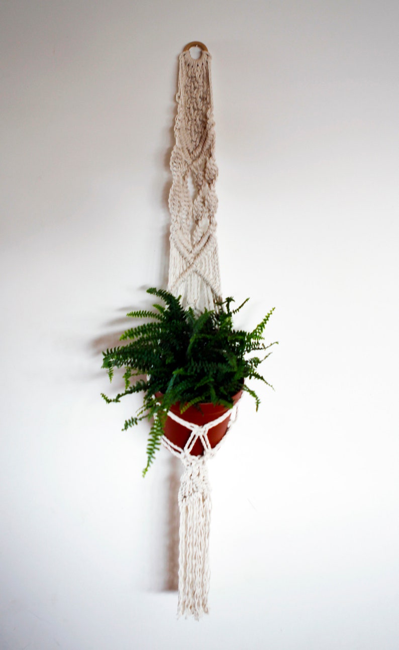 Boho decor macrame plant hanger from natural cotton