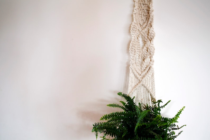 Boho decor macrame plant hanger from natural cotton