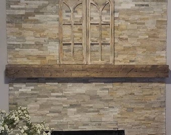 Rustic Faux Reclaimed Barn Wood Fireplace Mantel