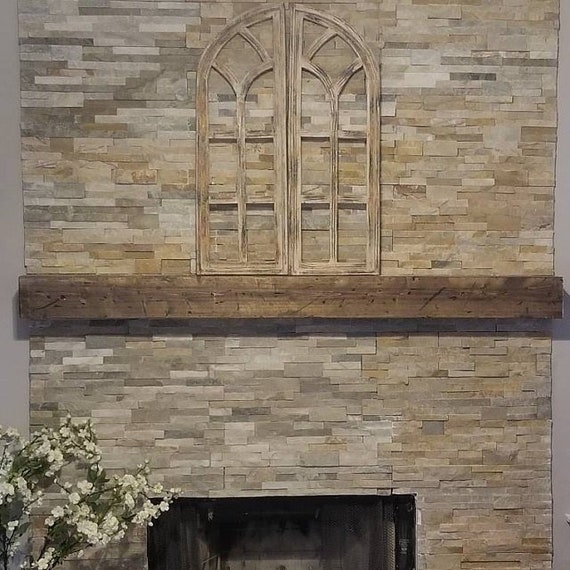 Rustic Faux Reclaimed Barn Wood Mantel Etsy