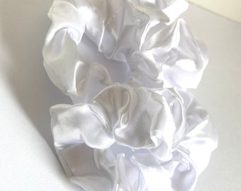 Bridal Satin White Scrunchie