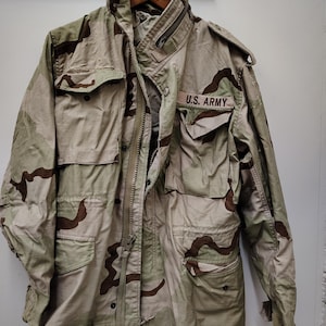 Vintage militärutgiven 3-färgad öken M65-fältjacka med armémärke-SR-6439