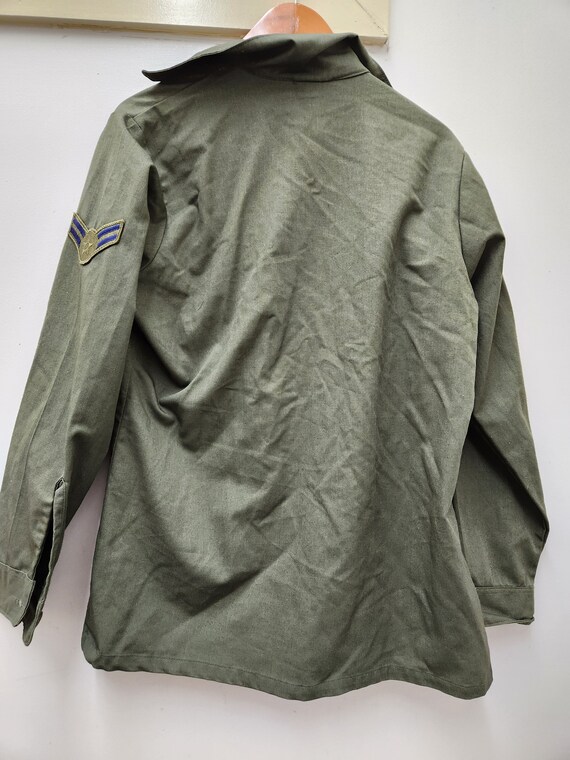 Camicia blusa vintage in cotone verde USAF OD prodotta dall esercito con toppe 15.5x33 Etsy Italia