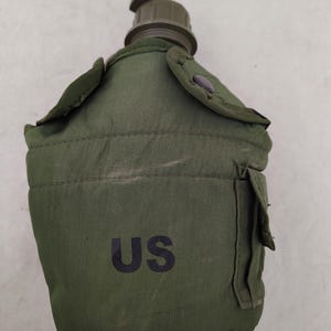 thumbnail image 2 of Genuine USGI Military Surplus 1 Quart Canteen & Cover – OD Green, USMC Army, NSN Marked 2 of 4