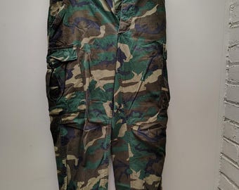 Vintage 1970s USMC ERDL Camo Cotton Poplin Ripstop Cargo Fatigue