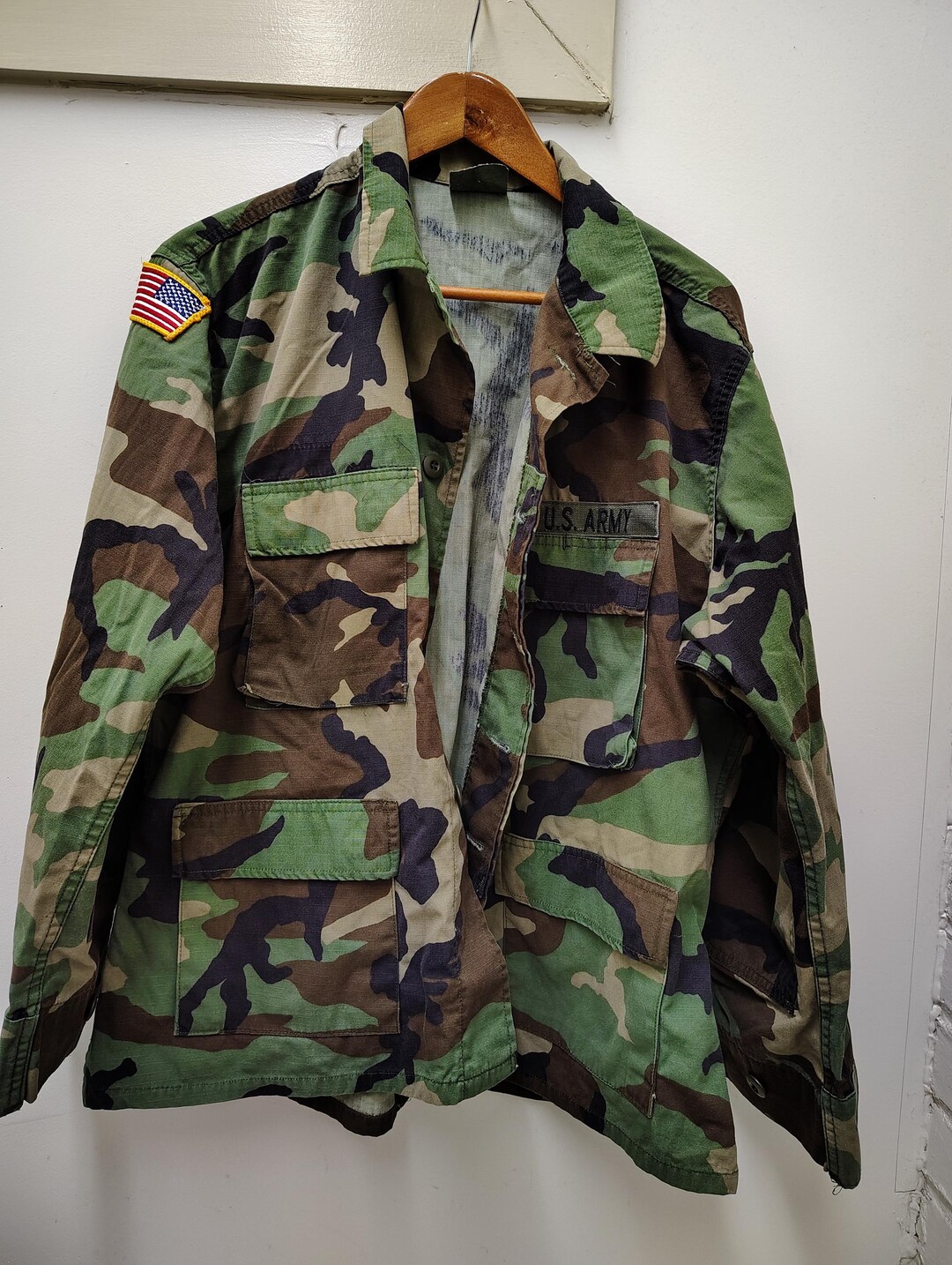 US Military Surplus Vintage BDU Camo Shirt/blouse With Patches-lxs - Etsy