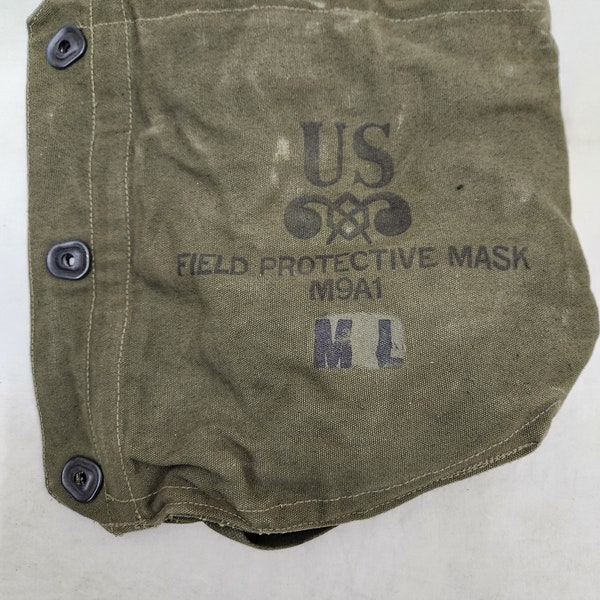 Vintage Militär Ausgabe Vietnam Ära Grüne Gasmaske M9A1 Tasche