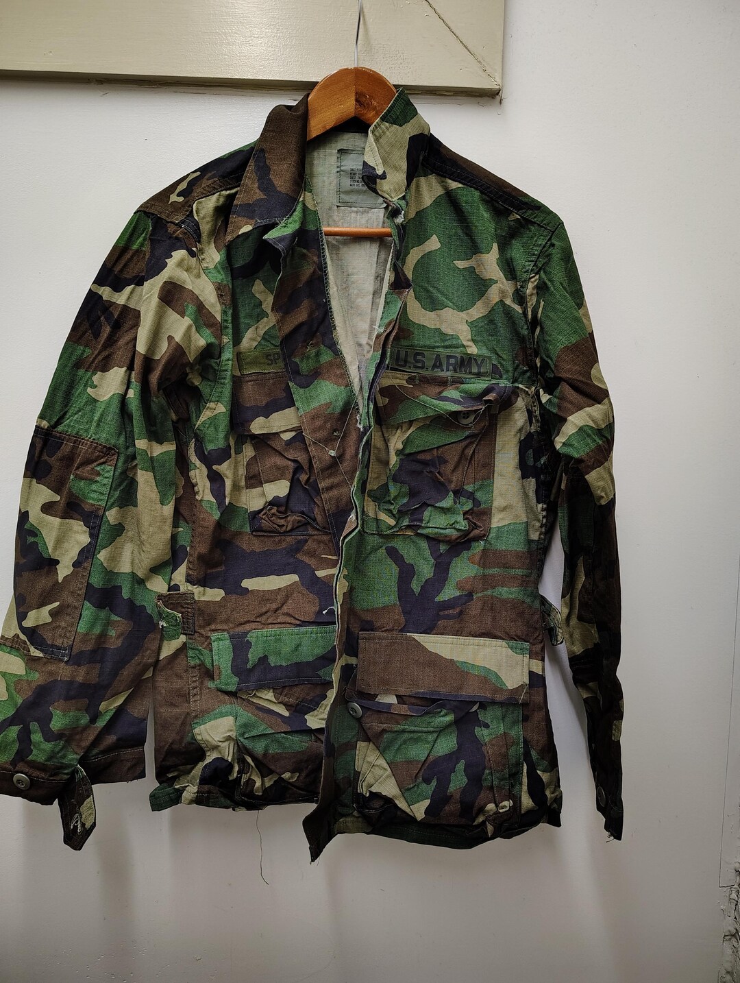 US Military Surplus Vintage BDU Camo Shirt/blouse With Patches-sr ...
