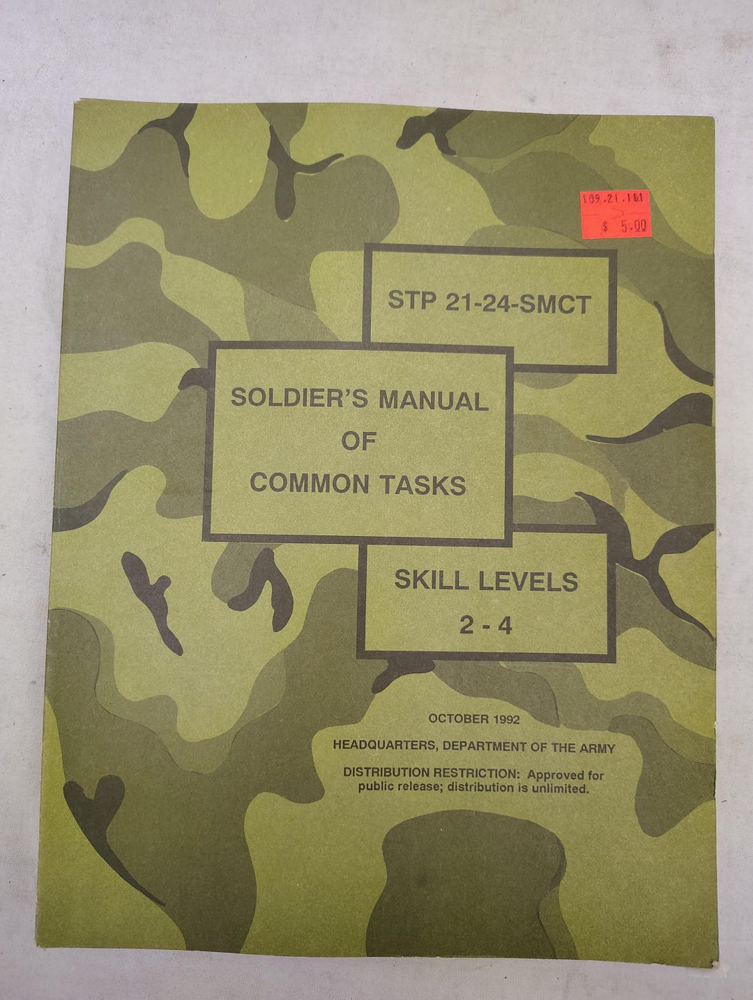 Army Common Task List.pdf Vintage Military Issued Soldiers Manual of Common Tasks Skill Levels 2 ...