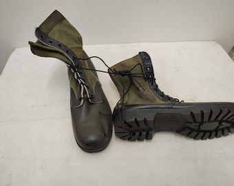 Botas militares vintage de la época de Vietnam, color verde OD, tamaño 14XN