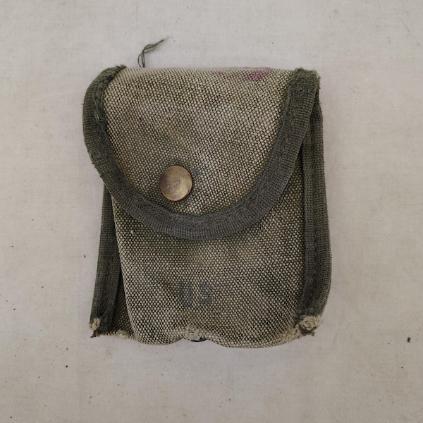 Vintage Military Issued Vietnam Era Canvas First Aid Pouch